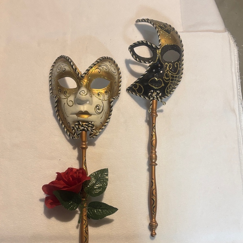 Elegant Gold and Black Masquerade Masks